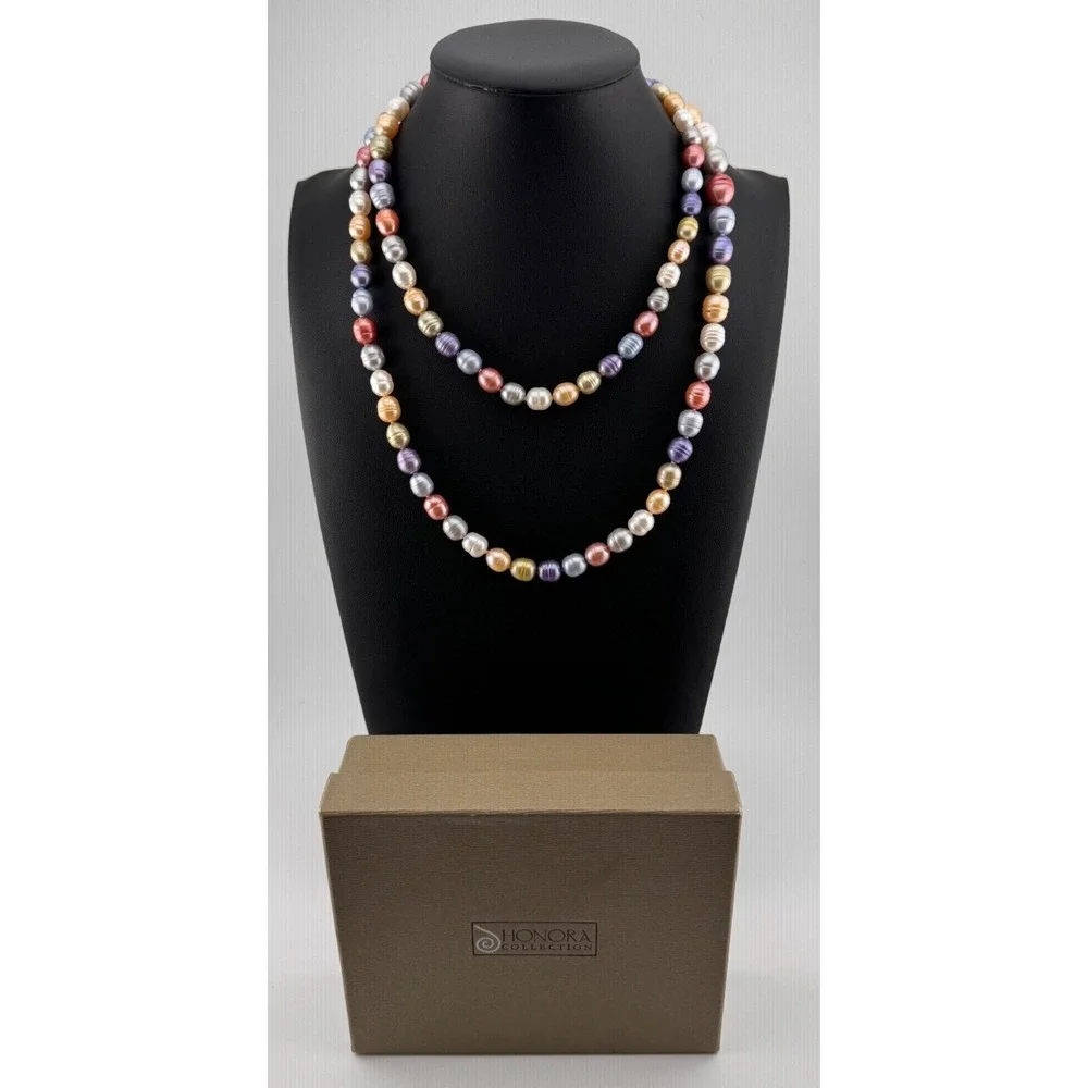 36” Multicolor Cultured Pearl Necklace 925 Sterling Silver Wildflower Honora
